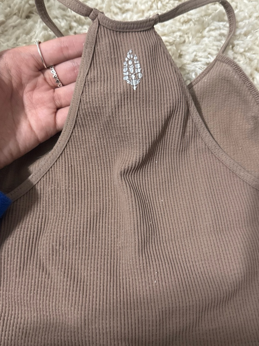 FP Movement by Free People Ribbed Halter Crop Top - Taupe Brown - Picture 2 of 2